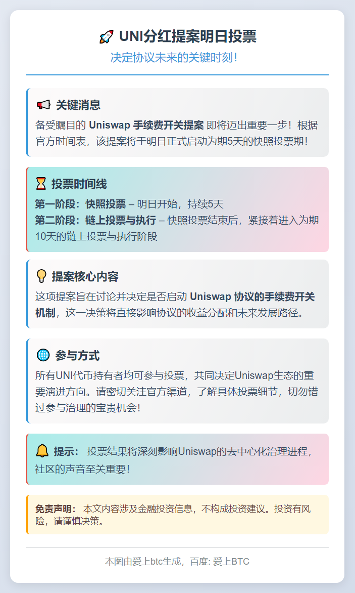 UNI分红提案明日投票