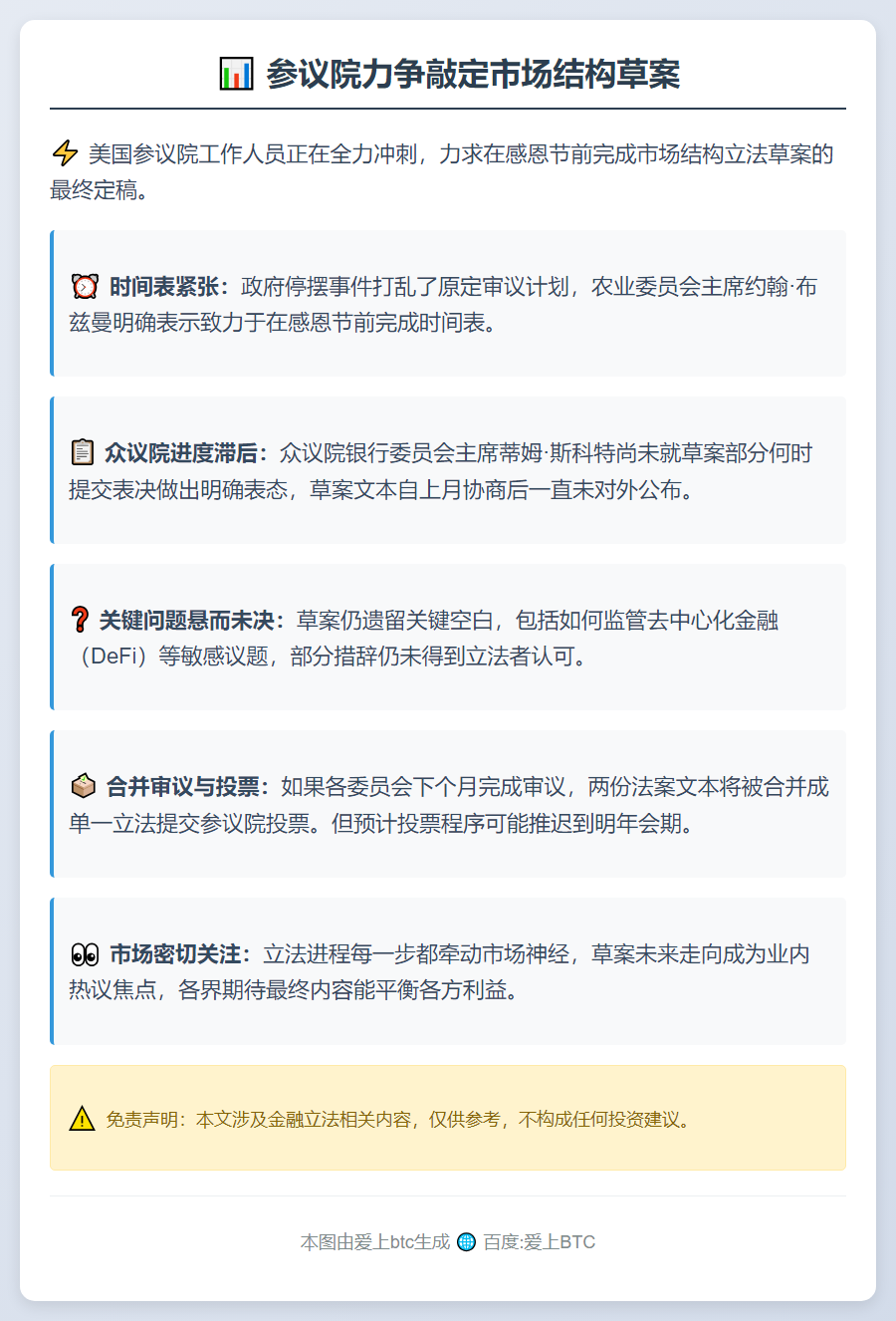 参议院力争12月前敲定市场结构草案