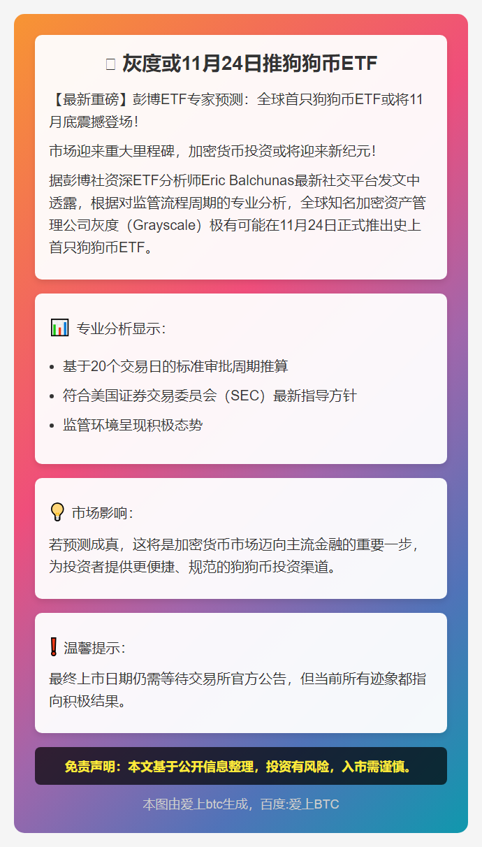 灰度或11月24日推狗狗币ETF