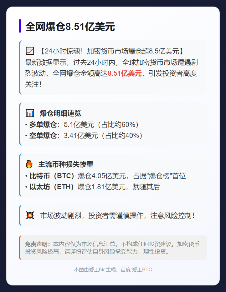 全网爆仓8.51亿美元