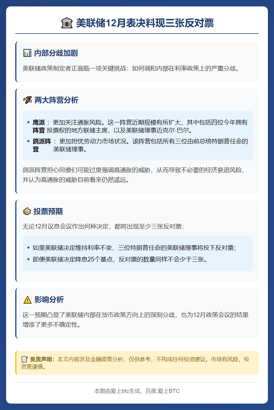 美联储12月表决料现三张反对票