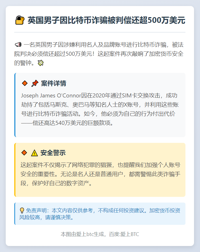 英男盗名人号骗比特币，被判偿还500万美元