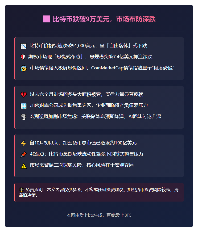 比特币跌破9万美元，市场布防深跌