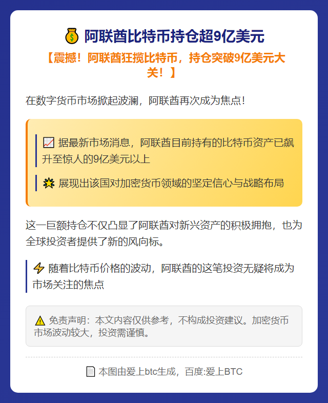 阿联酋比特币持仓超9亿美元
