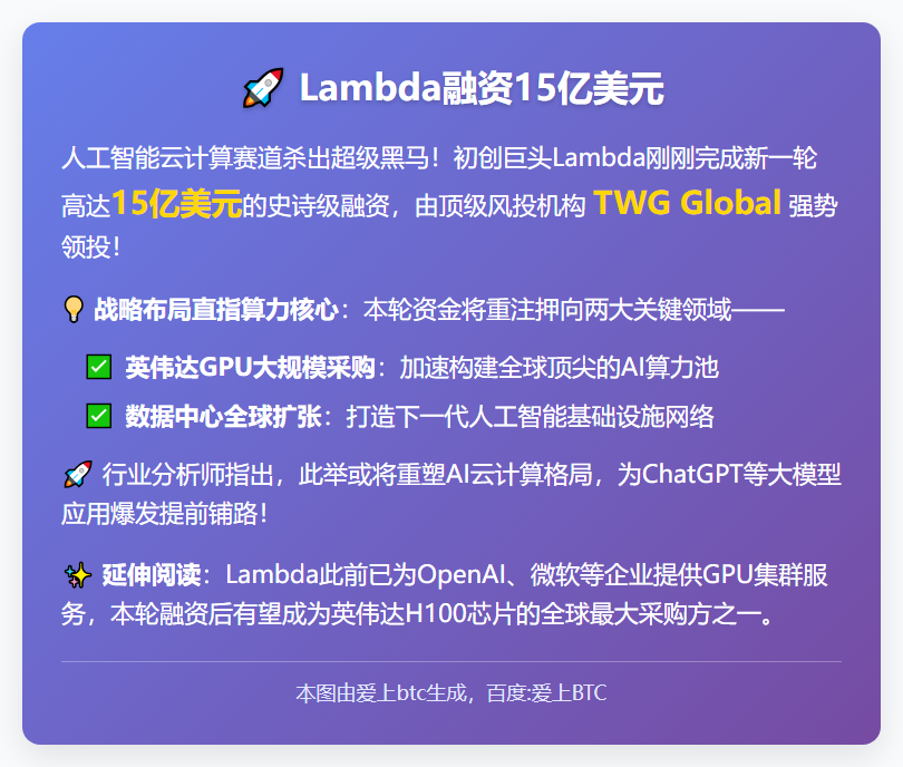 Lambda融资15亿美元