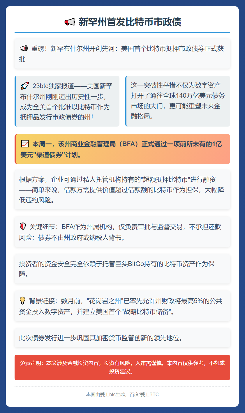 新罕州首发比特币市政债