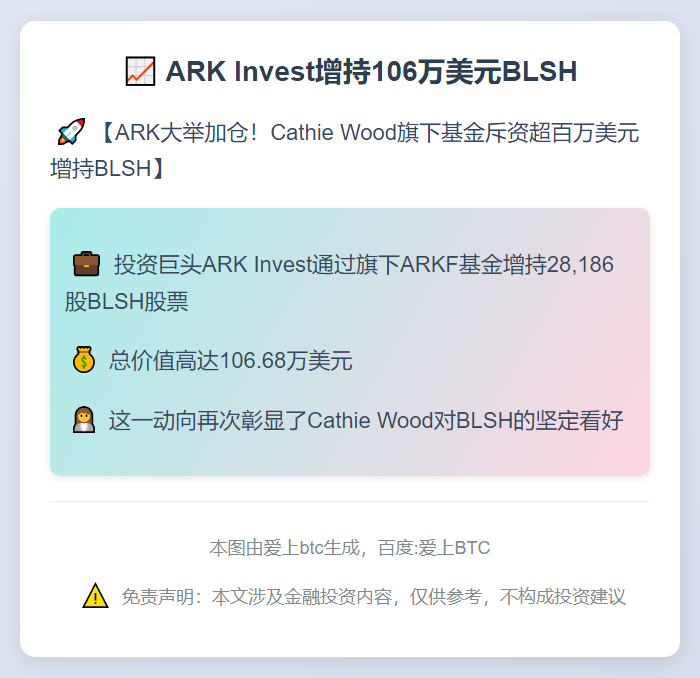 Ark Invest增持106万美元BLSH