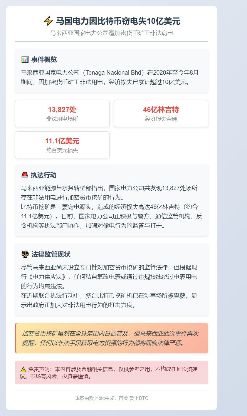 马国电力因比特币窃电失10亿美元