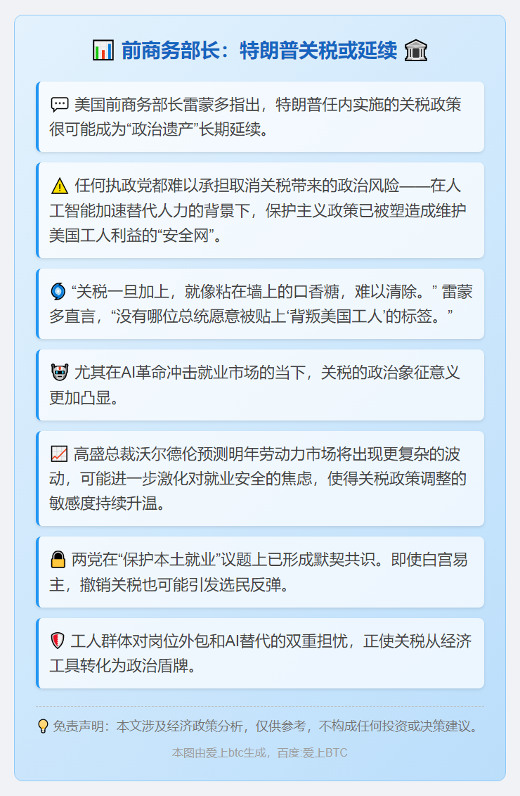 前商务部长：特朗普关税或延续