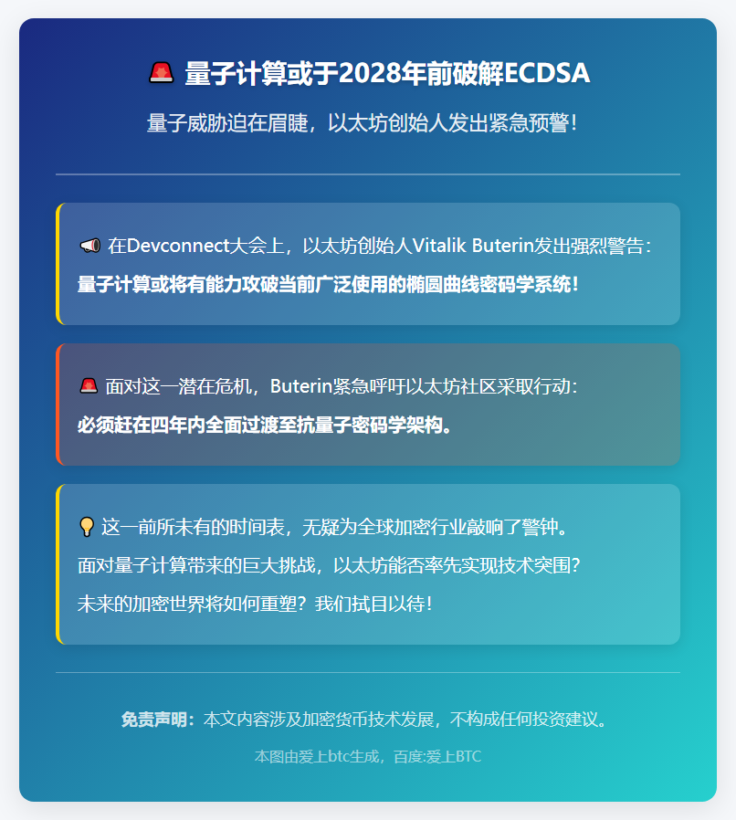 量子计算或于2028年前破解ECDSA