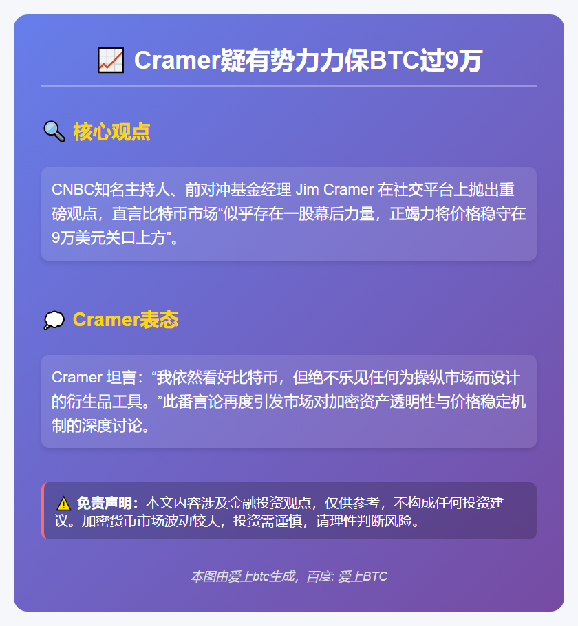 Cramer疑有势力力保BTC过9万