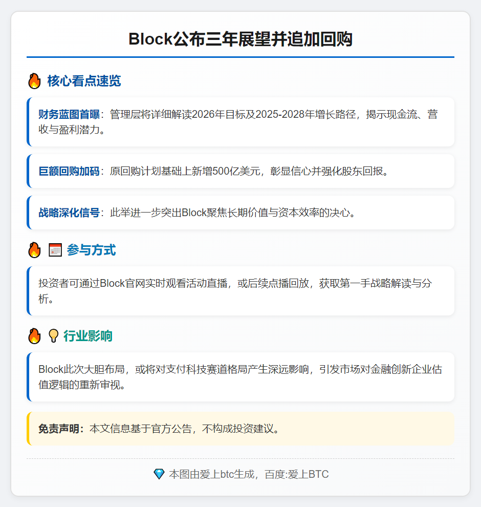 Block公布三年展望并追加回购