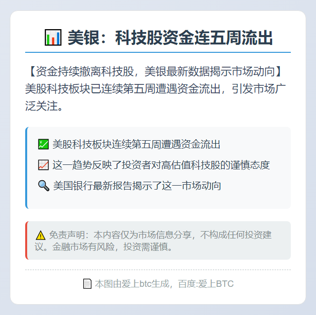 美银：科技股资金连五周流出