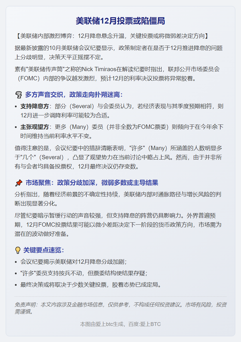 美联储12月投票或陷僵局