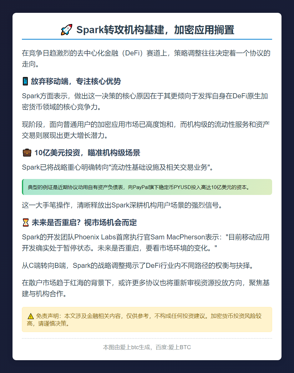 Spark转攻机构基建，加密应用搁置