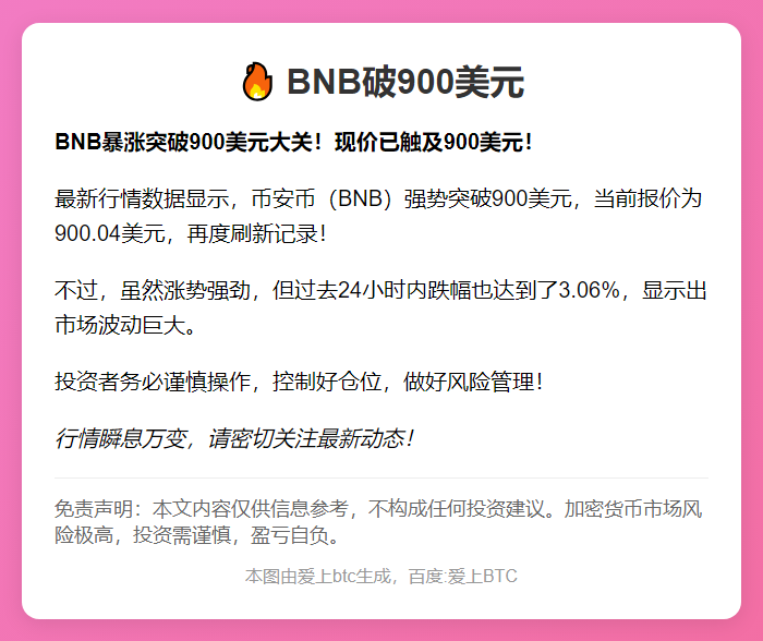 BNB破900美元