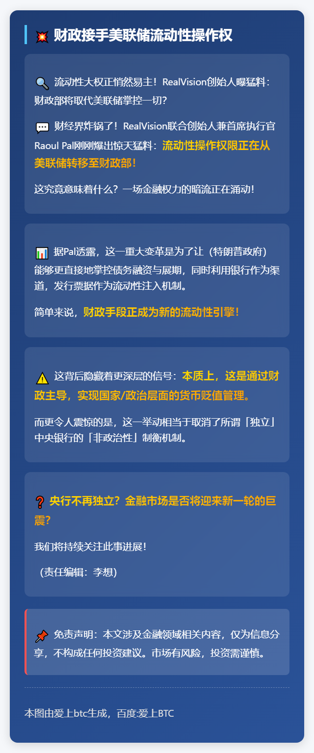 财政接手美联储流动性操作权