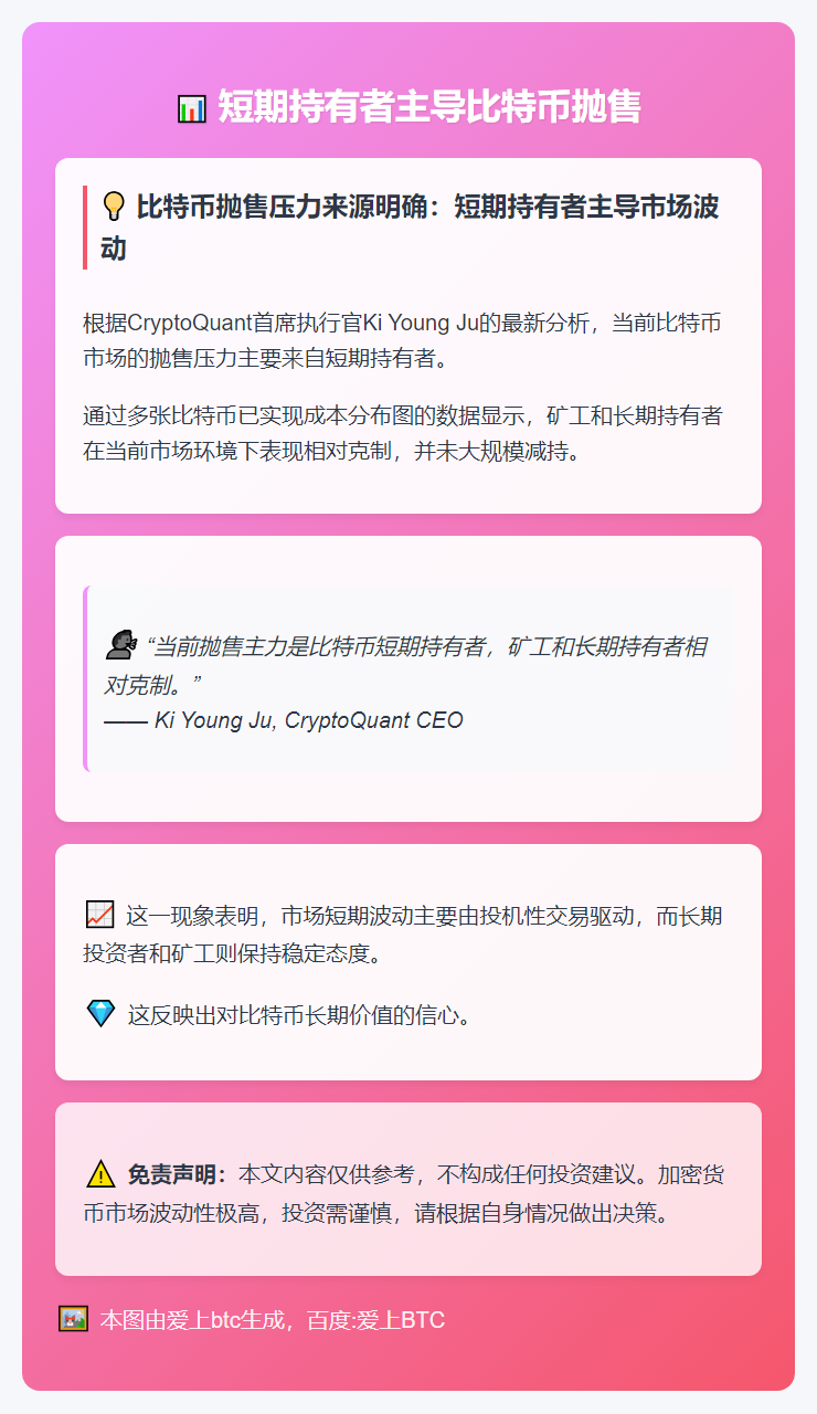 短期持有者主导比特币抛售