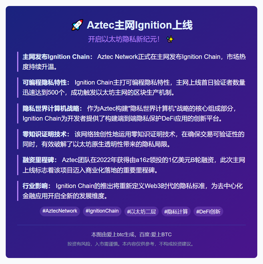 Aztec主网Ignition上线