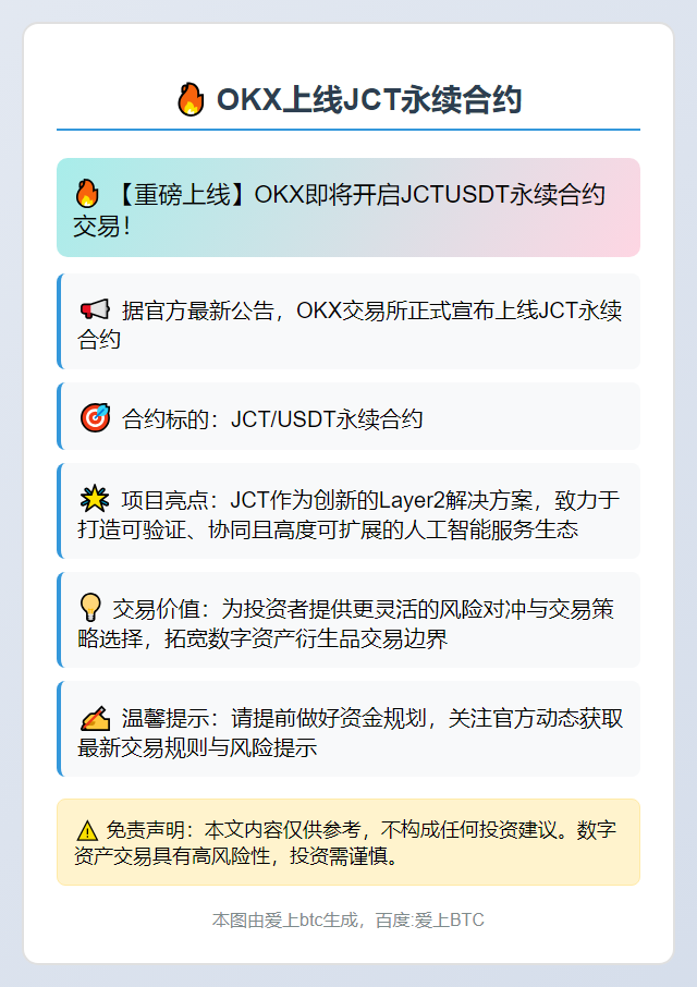 OKX上线JCT永续合约