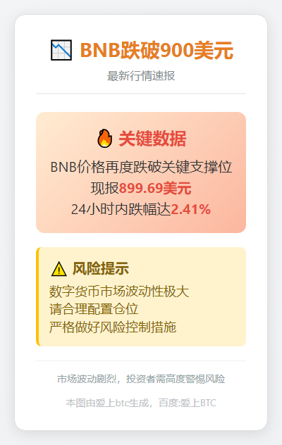 BNB跌破900美元