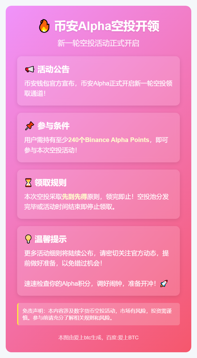 20:00币安Alpha空投开领