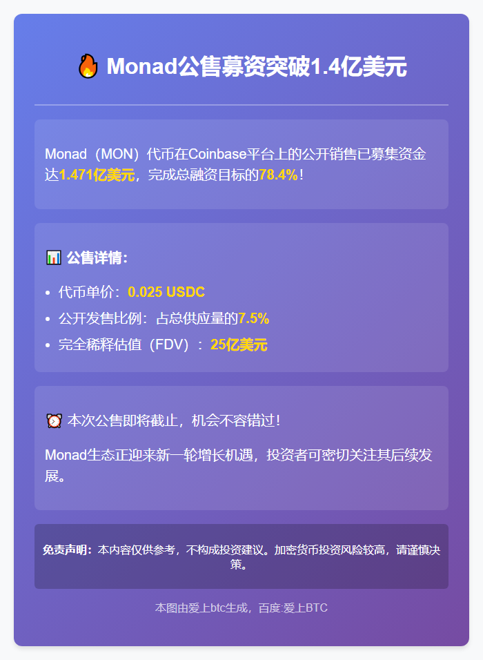 Monad公售募资1.4亿美元