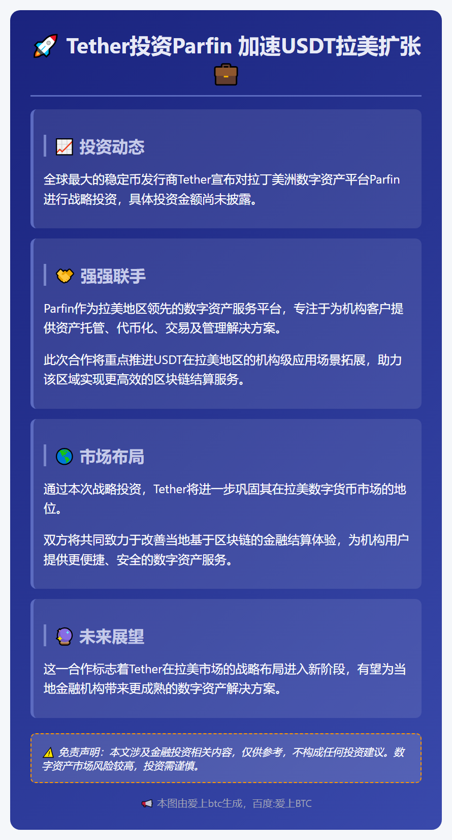 Tether投资Parfin 加速USDT拉美扩张