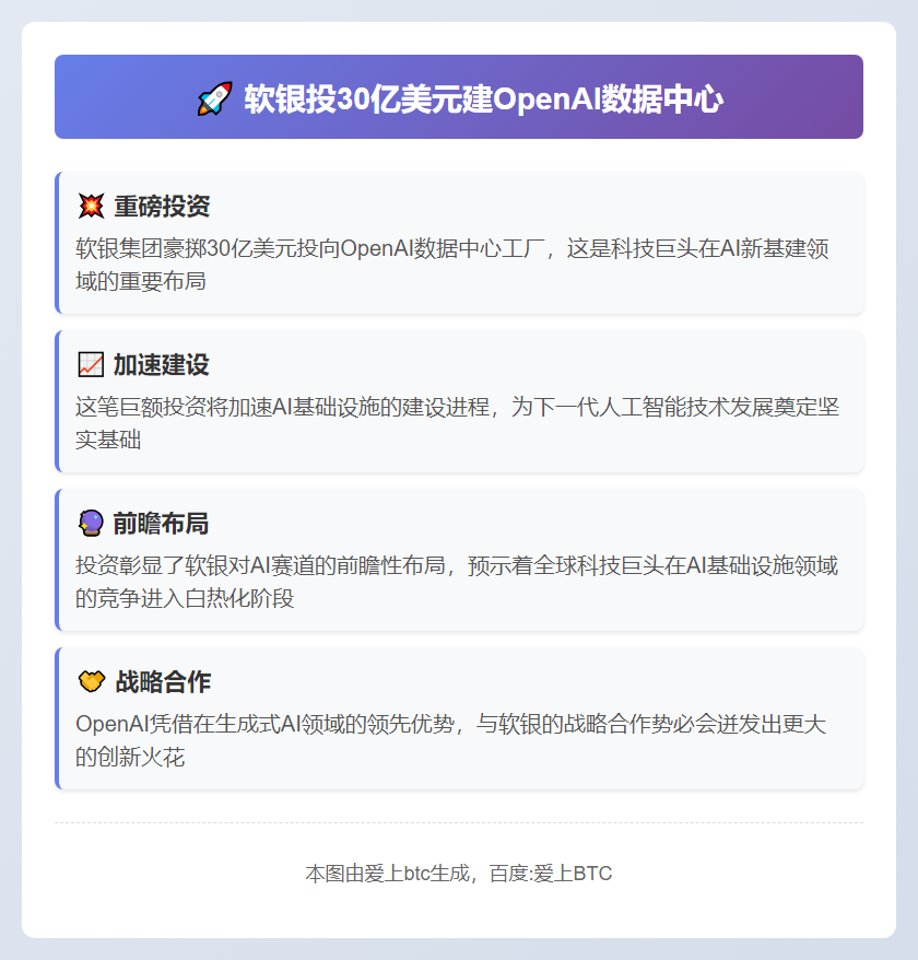 软银投30亿美元建OpenAI数据中心