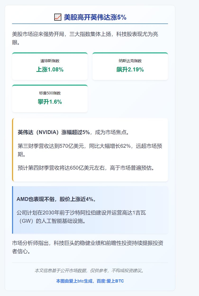 美股高开英伟达涨5%