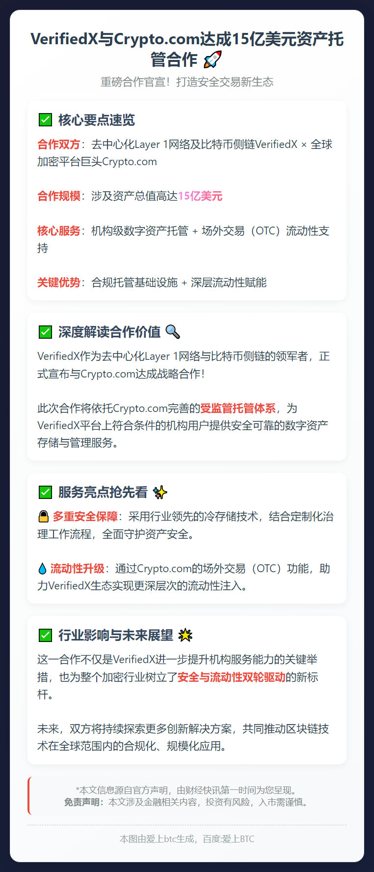 VerifiedX与Crypto.com达成15亿美元资产托