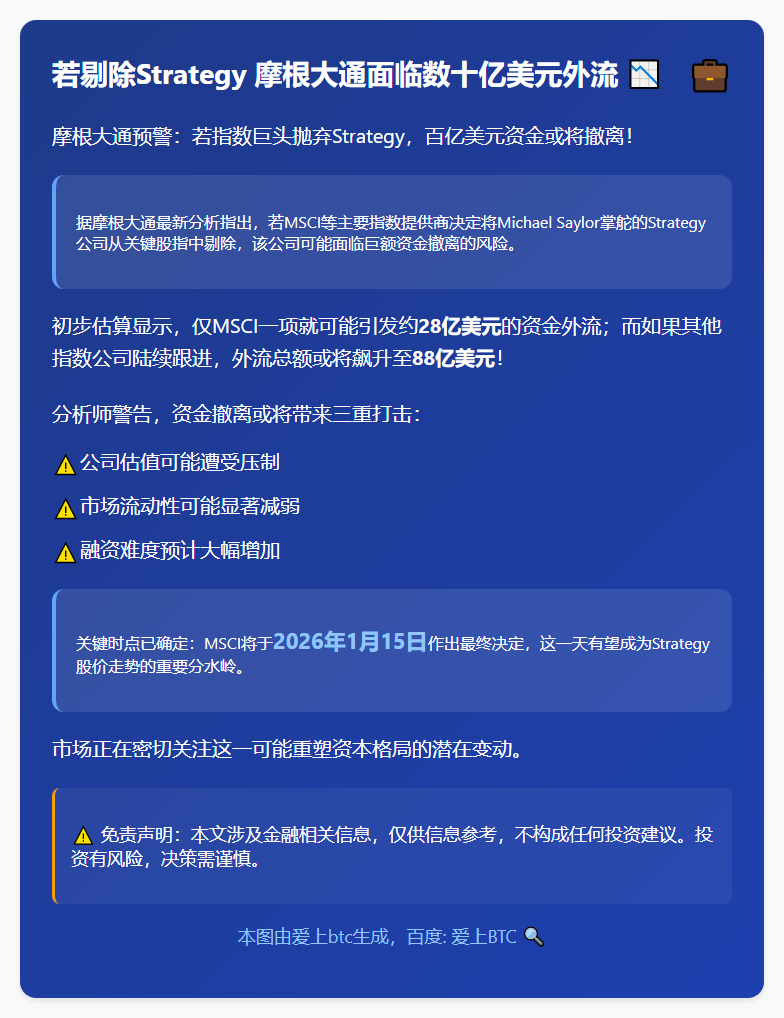 若剔除Strategy 摩根大通面临数十亿美元外流