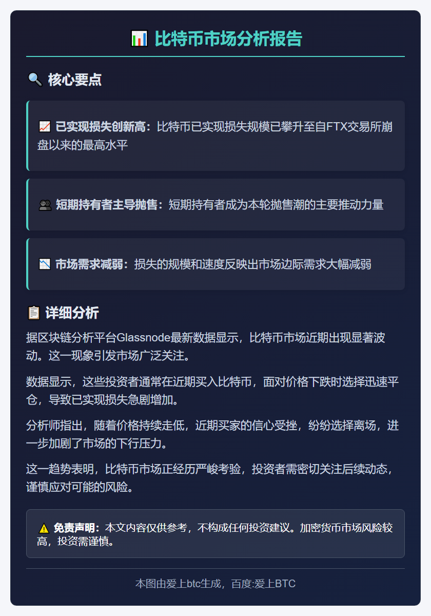 比特币已现FTX以来最高损失