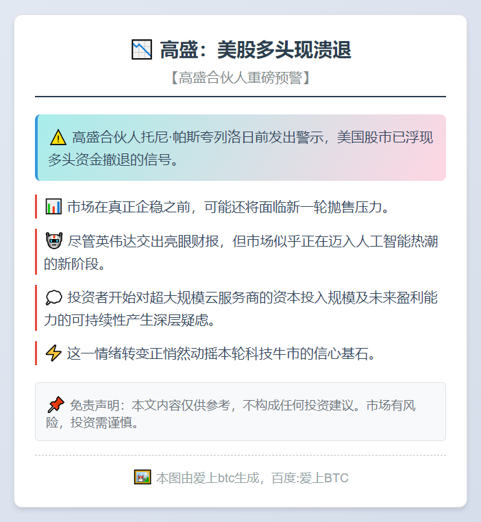 高盛：美股多头现溃退