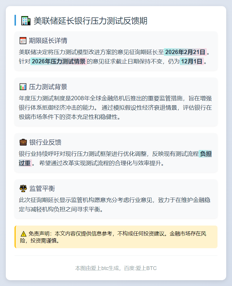 美联储延长银行压力测试反馈期