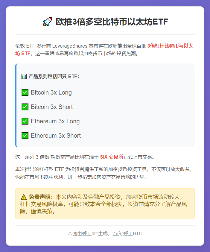 欧推3倍多空比特币以太坊ETF