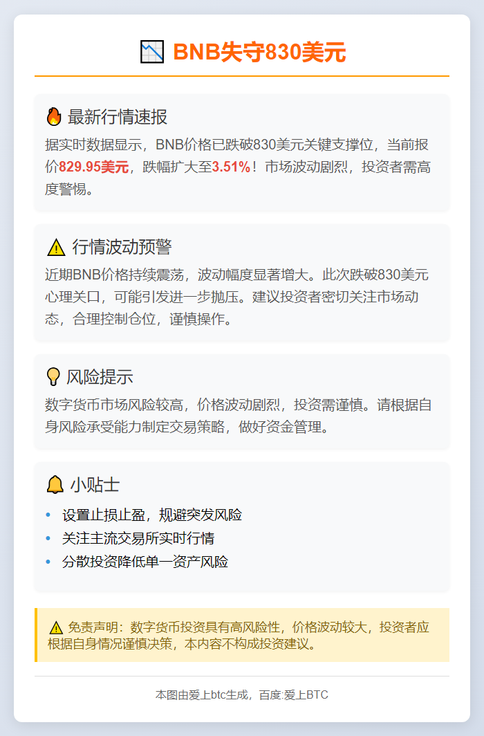 BNB失守830美元