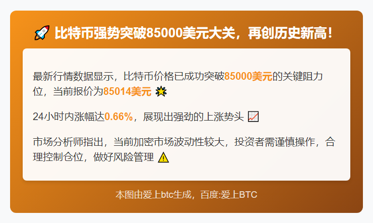 BTC突破8.5万美元