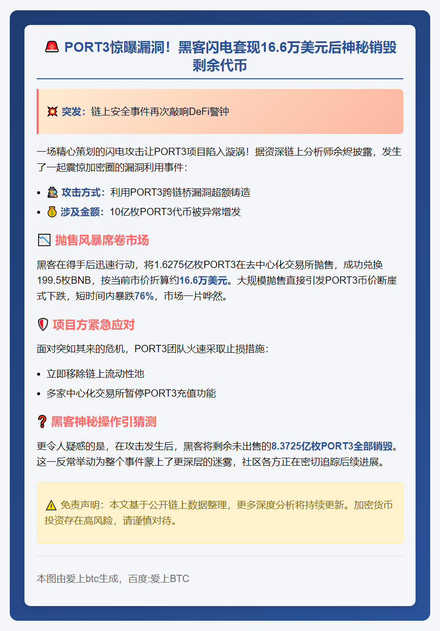 PORT3黑客获利$16.6万