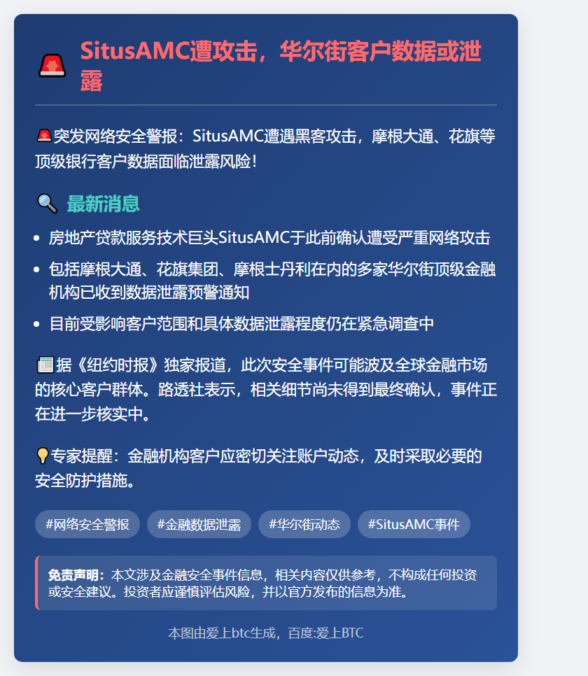 SitusAMC遭攻击，华尔街客户数据或泄露