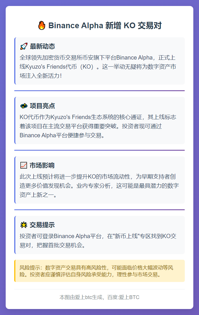 Binance Alpha 新增 KO 交易对