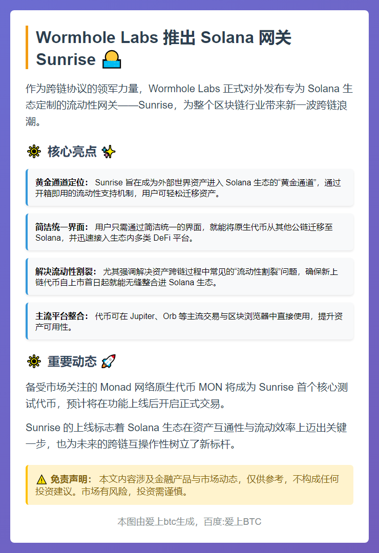 Wormhole Labs 推出 Solana 网关 Sun