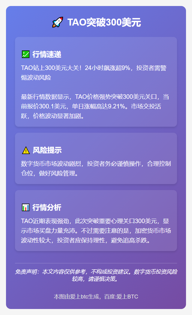 TAO突破300美元