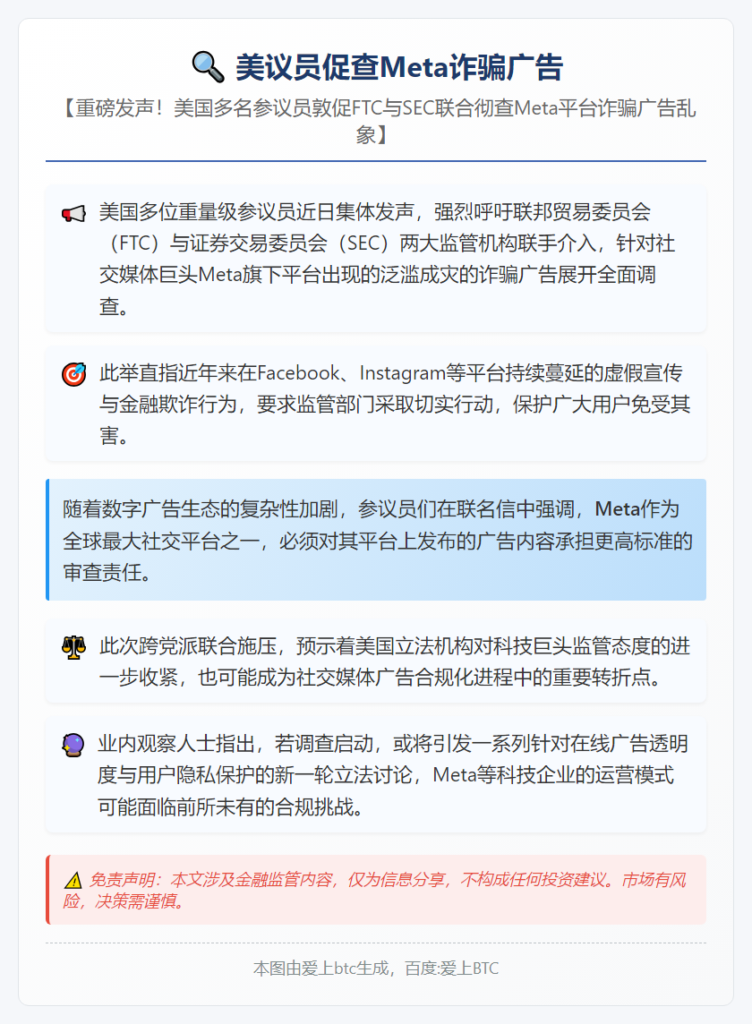 美议员促查Meta诈骗广告