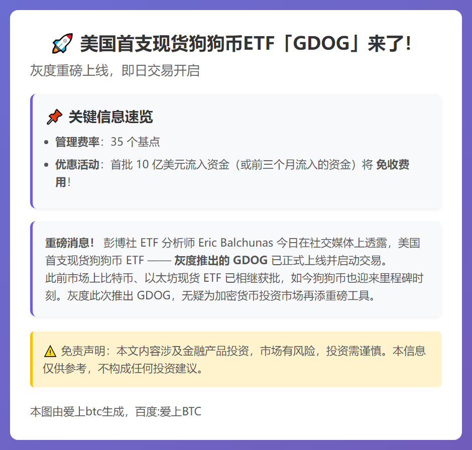 美首支狗狗币ETF今日上架