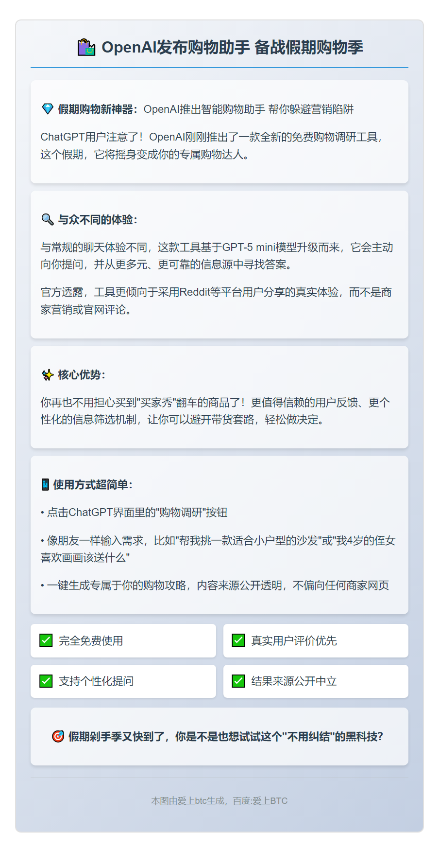 OpenAI发布购物助手 备战假期购物季