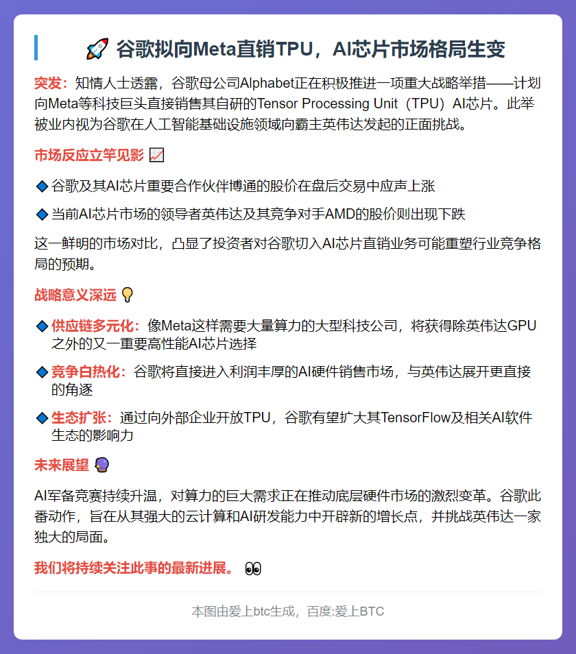 谷歌TPU直销Meta，蚕食英伟达市场