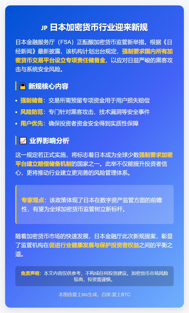 日本拟建加密交易所责任储备金