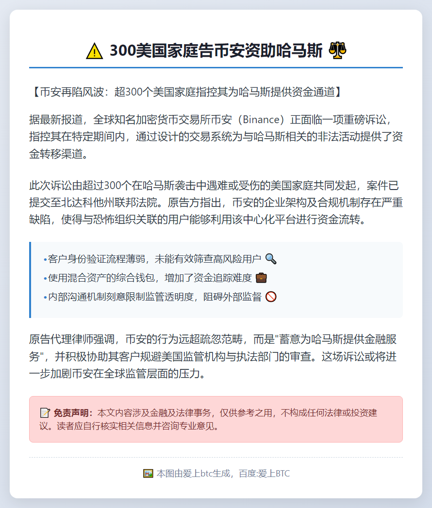 300美国家庭告币安资助哈马斯