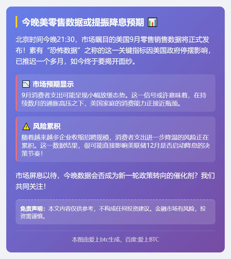 今晚美零售数据或提振降息预期